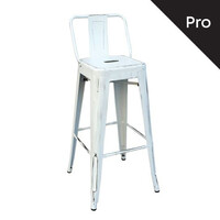 Ε5199,12 RELIX Σκαμπό Bar-Pro με Πλάτη, Μέταλλο Βαφή Antique White