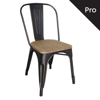 Ε5191W,10N RELIX Wood Καρέκλα-Pro, Μέταλλο Βαφή Antique Black, Απόχρωση Ξύλου Natural Oak