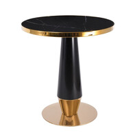 ΕΜ789,1 OLIVE Τραπέζι Βαφή Μαύρο-Gold, Επιφάνεια Sintered Stone Black Marble
