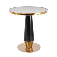 ΕΜ789,2 OLIVE Τραπέζι Βαφή Μαύρο-Gold, Επιφάνεια Sintered Stone White Marble