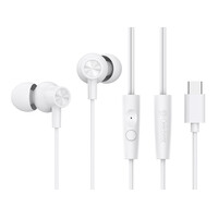 CELEBRAT earphones με μικρόφωνο G38, USB-C σύνδεση, 10mm, 1.2m, λευκά