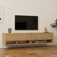 Έπιπλο τηλεόρασης επιτοίχιο Melosa pakoworld σε oak απόχρωση 141x30x31εκ
