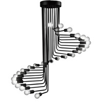 GloboStar® STAIRS 01024 Μοντέρνο Φωτιστικό Οροφής Πλέγμα Πολύφωτο 26 x E27 IP20 Μαύρο Μέταλλο - Μ80 x Π80 x Υ95cm