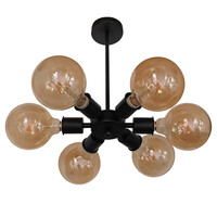 GloboStar® CONFOR 01036 Μοντέρνο Φωτιστικό Οροφης Πλέγμα Πολύφωτο 6 x E27 IP20 Μαύρο Μέταλλο - Μ24 x Π24 x Υ8cm
