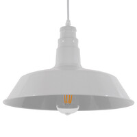 GloboStar® RAY 01043 Vintage Κρεμαστό Φωτιστικό Καμπάνα Μονόφωτο 1 x E27 IP20 Λευκό Μέταλλο - Μ36 x Π36 x Υ25cm