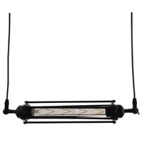 GloboStar® TUBE 01085 Vintage Κρεμαστό Φωτιστικό Ανάρτηση Μονόφωτο 1 x E27 IP20 Μαύρο Μέταλλο - Μ43 x Π11 x Υ11cm