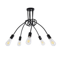 GloboStar® PAULELI 01127 Μοντέρνο Φωτιστικό Οροφής Πλέγμα Πολύφωτο 5 x E27 IP20 Μαύρο Μέταλλο - Μ76 x Π76 x Υ45cm