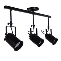 GloboStar® HOLLYWOOD 01155 Vintage Φωτιστικό Οροφής Ράγα Τρίφωτο 3 x E27 IP20 Μαύρο Μέταλλο - Μ13 x Π78 x Υ38cm