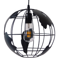 GloboStar® EARTH 01205 Vintage Κρεμαστό Φωτιστικό Φιγούρα Μονόφωτο 1 x E27 IP20 Μαύρο Μέταλλο - Μ30 x Π30 x Υ30cm