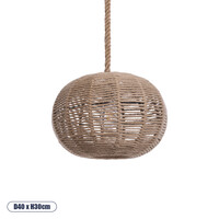 GloboStar® MANDALA 01331 Vintage Κρεμαστό Φωτιστικό Μπάλα Μονόφωτο 1 x E27 IP20 Μπεζ Σχοινί - Μ40 x Π40 x Υ33cm