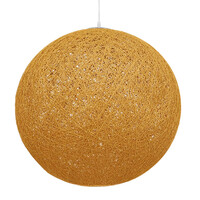 GloboStar® OCEANA 01361 Boho Κρεμαστό Φωτιστικό Μπάλα Μονόφωτο 1 x E27 IP20 Μπεζ & Χρυσό Σχοινί - Μ60 x Π60 x Υ60cm