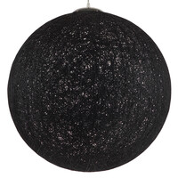 GloboStar® OCEANA 01364 Boho Κρεμαστό Φωτιστικό Μπάλα Μονόφωτο 1 x E27 IP20 Μαύρο Σχοινί - Μ60 x Π60 x Υ60cm