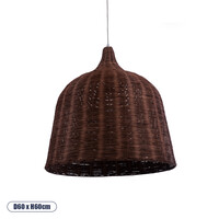 GloboStar® BAHAMAS 01369 Boho Κρεμαστό Φωτιστικό Καμπάνα Μονόφωτο 1 x E27 IP20 Καφέ Ξύλο - Μ60 x Π60 x Υ60cm