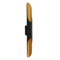 GloboStar® CHARME 01302 Μοντέρνο Επιτοίχιο Φωτιστικό Απλίκα Up / Down Δίφωτο 2 x E27 IP20 Μαύρο με Χρυσό Μέταλλο - Μ5.5 x Π8 x Υ60cm