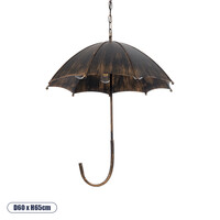 GloboStar® UMBRELLA 01406 Vintage Κρεμαστό Φωτιστικό Φιγούρα Πολύφωτο 5 x E27 IP20 Χάλκινο & Μαύρο Μέταλλο - Μ60 x Π60 x Y65cm
