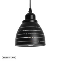 GloboStar® COOLIE 01483 Μοντέρνο Κρεμαστό Φωτιστικό Μονόφωτο Καμπάνα 1 x E27 IP20 Μαύρο & Ασημί Μέταλλο - Μ12.5 x Π12.5 x Υ11.5cm