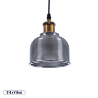 GloboStar® SEGRETO 01449 Vintage Κρεμαστό Φωτιστικό Καμπάνα Μονόφωτο 1 x E27 IP20 Γκρι Γυαλί με Χρυσό Μέταλλο - Μ14 x Π14 x Υ18cm
