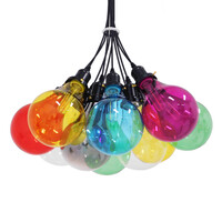 GloboStar® PARTY 01509 Μοντέρνο Κρεμαστό Φωτιστικό Ανάρτηση Πολύφωτο 10 x E27 Πολύχρωμο Γυαλί - Μ59 x Π59 x Υ30cm
