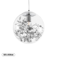 GloboStar® HARPER 01510 Μοντέρνο Κρεμαστό Φωτιστικό Μπάλα Μονόφωτο 1 x E27 IP20 Διάφανο Γυαλί με Ασημί Μέταλλο - Μ25 x Π25 x Υ30cm