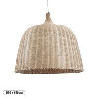 GloboStar® BAHAMAS 01570 Boho Κρεμαστό Φωτιστικό Καμπάνα Μονόφωτο 1 x E27 IP20 Μπεζ Ξύλο - Μ90 x Π90 x Y90cm