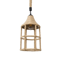 GloboStar® YUBA 01612 Boho Κρεμαστό Φωτιστικό Πλέγμα Μονόφωτο 1 x E27 IP20 Μπεζ Σχοινί - Μ22 x Π22 x Y40cm