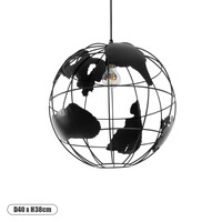 GloboStar® EARTH 01663 Vintage Κρεμαστό Φωτιστικό Φιγούρα Μονόφωτο 1 x E27 IP20 Μαύρο Μέταλλο - Μ41 x Π41 x Y41cm