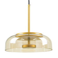 GloboStar® CHARLOTTE 00744 Μοντέρνο Κρεμαστό Φωτιστικό Καμπάνα CREE LED 5W 500lm 180° AC 85-265V IP20 Θερμό Λευκό 2700K Μελί Γυαλί με Χρυσό Μέταλλο - Μ23 x Π23 x Υ23cm - 2 Xρόνια Εγγύηση