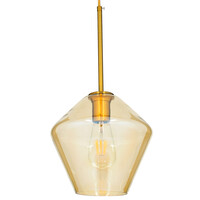 GloboStar® AMARIS 00869 Μοντέρνο Κρεμαστό Φωτιστικό Ανάρτηση Μονόφωτο 1 x E27 IP20 Μελί Γυαλί με Χρυσό Μέταλλο - Μ22 x Π22 x Y22cm