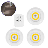 GloboStar® 79045 Φωτιστικά Νυκτός Μπαταρίας LED COB 6W 600lm με Timer & Ασύρματο Χειριστήριο RF - ΣΕΤ 3 Τεμαχίων Θερμό Λευκό 3000K
