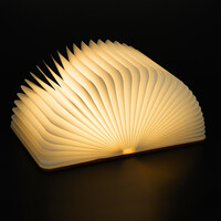 GloboStar® 79635 Επιτραπέζιο Φωτιστικό Πορτατίφ LED 4W 350lm 340° DC 5V IP20 Θερμό Λευκό 3000K Μπεζ Ξύλο με Λευκό Ύφασμα - Μ21.5 x Π16.5 x Υ2.2cm - 2 Xρόνια Εγγύηση