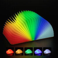 GloboStar® 79636 Επιτραπέζιο Φωτιστικό Πορτατίφ LED 4W 350lm 340° DC 5V IP20 RGB Μπεζ Ξύλο με Λευκό Ύφασμα - Μ21.5 x Π16.5 x Υ2.2cm - 2 Xρόνια Εγγύηση