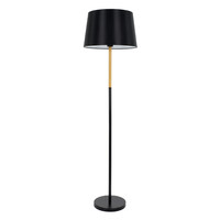GloboStar® CEDAR 00827 Μοντέρνο Επιδαπέδιο Φωτιστικό Μονόφωτο 1 x E27 IP20 Μαύρο Μέταλλο, Μαύρο Ύφασμα με Μπεζ Ξύλο - Μ40 x Π40 x Υ148cm