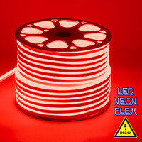 GloboStar® 70563 OVALE 120° Degree Neon Flex Epistar LED SMD 2835 1m 12W/m 120LED/m 1212lm/m 120° DC 24V Αδιάβροχη IP68 Κόκκινο Dimmable