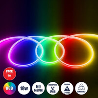 GloboStar® 70588 TUBE 360° Degree Neon Flex Epistar LED SMD 5050 1m 18W/m 60LED/m 1818lm/m 360° DC 24V Αδιάβροχη IP68 RGB Dimmable