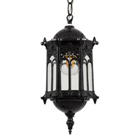 GloboStar® DARCY 00655 Vintage Κρεμαστό Φωτιστικό Πλέγμα Μονόφωτο 1 x E27 IP20 Μαύρο Μέταλλο με Διάφανο Γυαλί - Μ15.5 x Π15.5 x Υ32.5cm