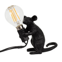 GloboStar® MOUSE 00678 Vintage Επιτραπέζιο Φωτιστικό Πορτατίφ Μονόφωτο 1 x E12 IP20 Μαύρο Πλαστικό - Μ12 x Π4 x Υ10cm