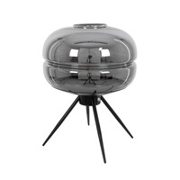 GloboStar® JAVAN 00738 Μοντέρνο Επιτραπέζιο Φωτιστικό Πορτατίφ Μονόφωτο 1 x E27 IP20 Ασημί Γυαλί με Μαύρο Μέταλλο - Μ30 x Π30 x Υ19cm