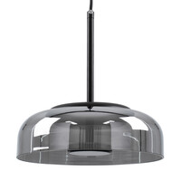 GloboStar® CHARLOTTE 00743 Μοντέρνο Κρεμαστό Φωτιστικό Καμπάνα CREE LED 5W 500lm 180° AC 85-265V IP20 Θερμό Λευκό 2700K Ασημί Γυαλί με Μαύρο Μέταλλο Μ23 x Π23 x Υ23cm - 2 Xρόνια Εγγύηση