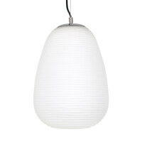 GloboStar® FREYA 00745 Μοντέρνο Κρεμαστό Φωτιστικό Ανάρτηση Μονόφωτο 1 x E27 IP20 Λευκό Γυαλί με Ασημί Μέταλλο - Μ24 x Π24 x Υ35cm
