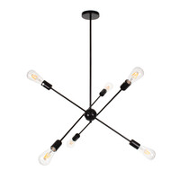 GloboStar® ZANE 00784 Μοντέρνο Φωτιστικό Οροφής Πλέγμα Πολύφωτο 6 x E27 IP20 Μαύρο Μέταλλο - Μ70 x Π70 x Υ100cm