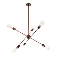 GloboStar® ZANE 00785 Μοντέρνο Φωτιστικό Οροφής Πλέγμα Πολύφωτο 6 x E27 IP20 Χάλκινο Μέταλλο - Μ70 x Π70 x Υ100cm