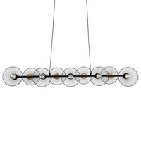 GloboStar® VERONA 00588 Μοντέρνο Κρεμαστό Φωτιστικό Ράγα Πολύφωτο 9 x E27 Μαύρο & Χρυσό Μέταλλο - Μ140 x Π28 x Υ20cm