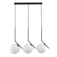 GloboStar® MONROE 00954 Μοντέρνο Κρεμαστό Φωτιστικό Ράγα Τρίφωτο 3 x E27 IP20 Μαύρο Μέταλλο με Λευκό Γυαλί - Μ74 x Π25 x Υ50cm