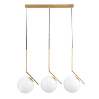 GloboStar® MONROE 00955 Μοντέρνο Κρεμαστό Φωτιστικό Ράγα Τρίφωτο 3 x E27 IP20 Χρυσό Μέταλλο με Λευκό Γυαλί - Μ74 x Π25 x Υ50cm