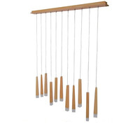 GloboStar® CALISTA 10001254 Μοντέρνο Κρεμαστό Φωτιστικό Ραγα Πολύφωτο 11 x G4 IP20 Μπεζ Ξύλο - Μ120 x Π8 x Υ33cm