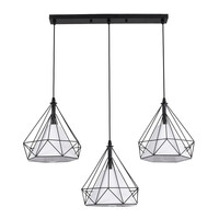 GloboStar® EIFFEL 61569 Vintage Κρεμαστό Φωτιστικό Ράγα Τρίφωτο 3 x E27 IP20 Μαύρο Μέταλλο με Λευκό Ύφασμα - Μ68 x Π25 x Υ130cm