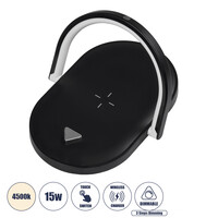 GloboStar® ECLIPSE 76558 Επιτραπέζιο Φωτιστικό Πορτατίφ LED 15W 1200lm 180° AC 220-240V IP20 Φυσικό Λευκό 4500K Dimmable Μαύρο Πλαστικό - Μ17 x Π13 x Υ10cm - 2 Xρόνια Εγγύηση
