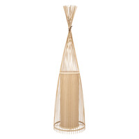 GloboStar® AZORES 01755 Boho Επιδαπέδιο Φωτιστικό Μονόφωτο 1 x E27 IP20 Μπεζ Ξύλο - Μ40 x Π40 x Υ150cm