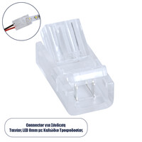 GloboStar® 70684 Ενωτικός Σύνδεσμος για Μονόχρωμη Ταινία LED 8mm 2 PIN σε Καλώδιο Τροφοδοσίας Ατερμάτιστο 2 PIN Μ2 x Π1.1 x Υ0.7cm Διάφανο