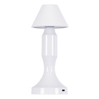 GloboStar® LUNNA 76476 Επαναφορτιζόμενο Επιτραπέζιο Φωτιστικό Πορτατίφ LED 1.5W 105lm 120° DC 5V IP44 CCT Ultra Θερμό 1500K - Φυσικό Λευκό 4500K - Ψυχρό Λευκό 6000K Dimmable Λευκό Πλαστικό - Μ9 x Π9 x Υ23cm- 2 Χρόνια Εγγύηση